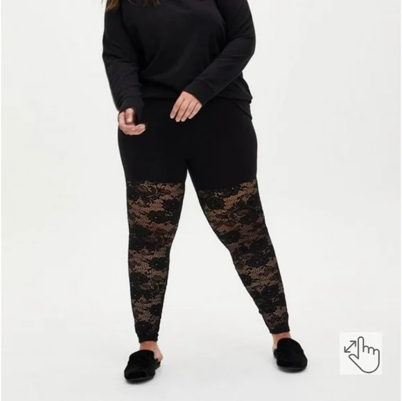 Torrid black signature waist lace leggings size 2 - Picture 4 of 6